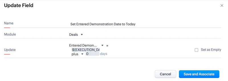 Set Entered Demonstration Date to today.