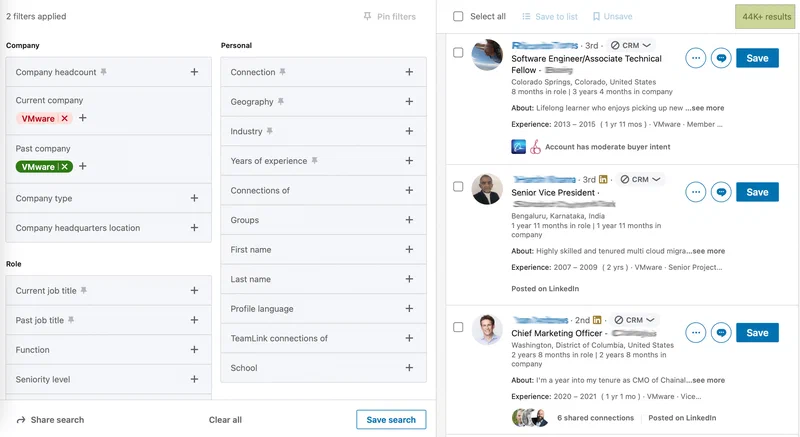LinkedIn Sales Navigator Lead Filters Screen LinkedIn Sales Navigator Lead Filters Screen