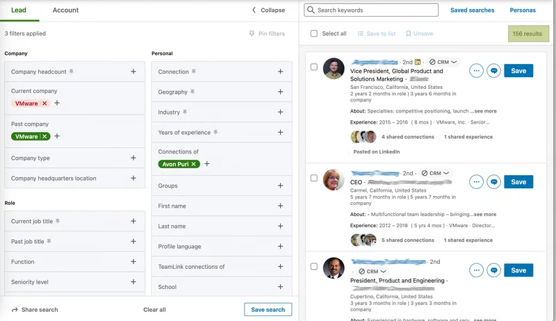 LinkedIn Sales Navigator Lead Filters Screen LinkedIn Sales Navigator Lead Filters Screen