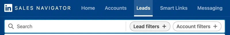 LinkedIn Sales Navigator Lead filters button LinkedIn Sales Navigator Lead filters button