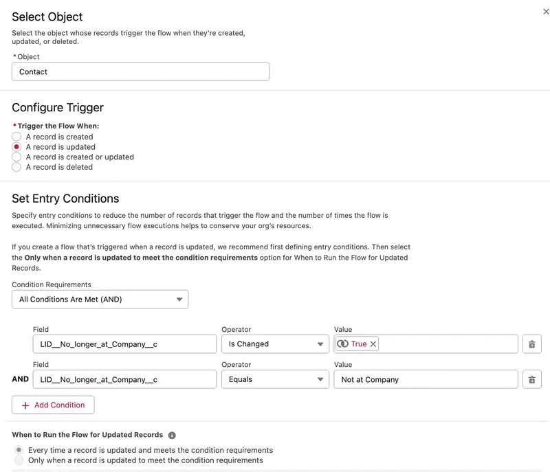 Salesforce Flow update LinkedIn job change conditions. Salesforce Flow update LinkedIn job change conditions.